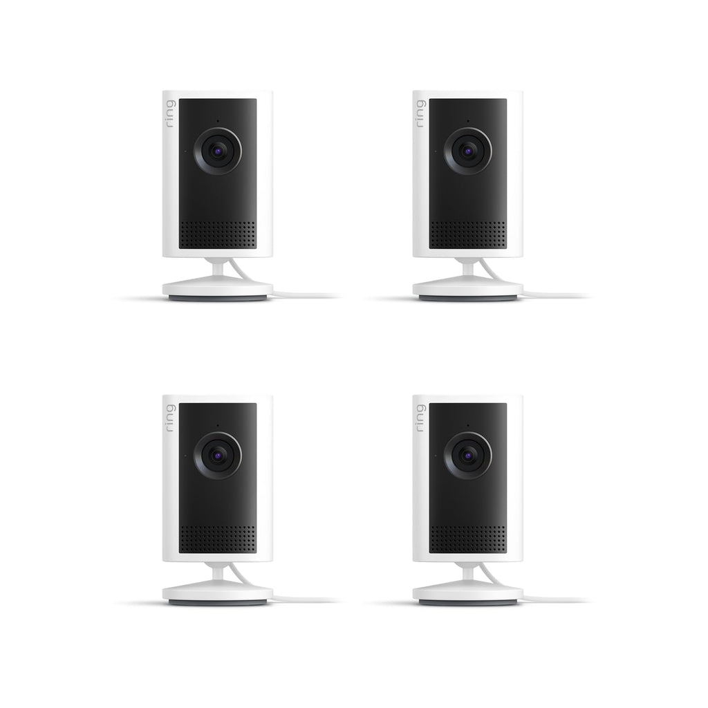 Ring Indoor Cam Plus (newest model), Home or business security, Retinal 2K for crisp, true-to-life video quality, 4x Enhanced Zoom, Low-Light Sight, 4-pack, White