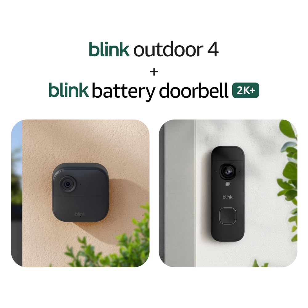 Blink Outdoor 4 – Wireless smart security camera, two-year battery life, 1080p HD day and infrared night live view, two-way talk. Sync Module Core included – 5 camera system