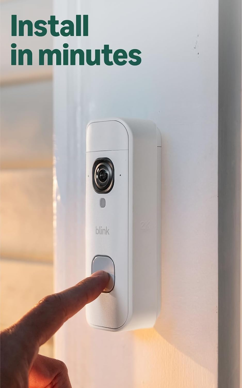 Blink Battery Doorbell 2K+ (newest model) — Wireless video doorbell, 2K resolution, enhanced audio. Required Sync Module not included – Add-On (White)
