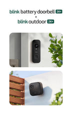 Blink Battery Doorbell 2K+ (newest model) and Outdoor 2K+ (newest model) — Wireless smart security, 2K video, enhanced audio. Sync Module Core included - 1 Camera + Battery Doorbell 2K+ (Black)