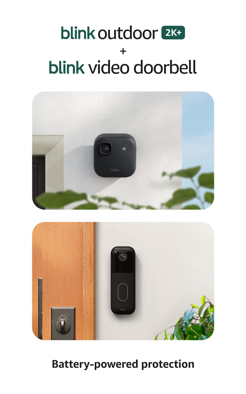 Blink Outdoor 2K+ (newest model) — Wireless smart security camera, 2K video resolution, enhanced audio, two-year battery. Required Sync Module not included — Add-On (Black)
