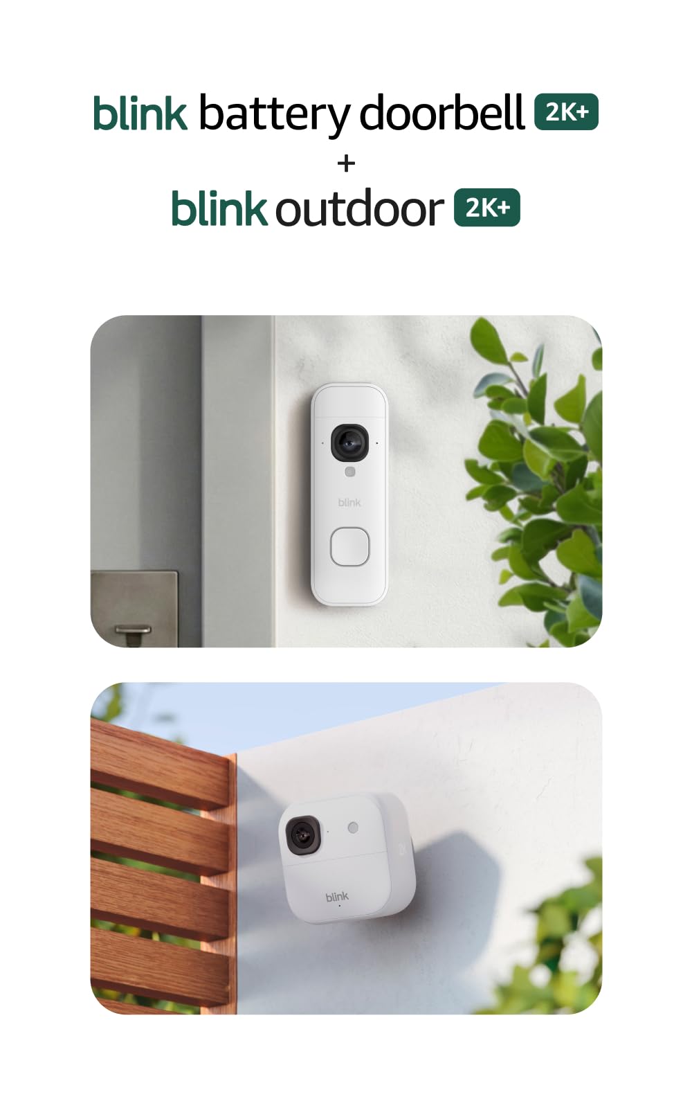 Blink Outdoor 2K+ (newest model) — Wireless smart security camera, 2K video resolution, enhanced audio, two-year battery. Required Sync Module not included — Add-On (Black)