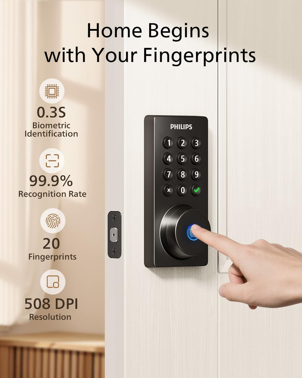 Philips Wi-Fi Smart Deadbolt Lock, Keyless Entry Door Locks for Front Door