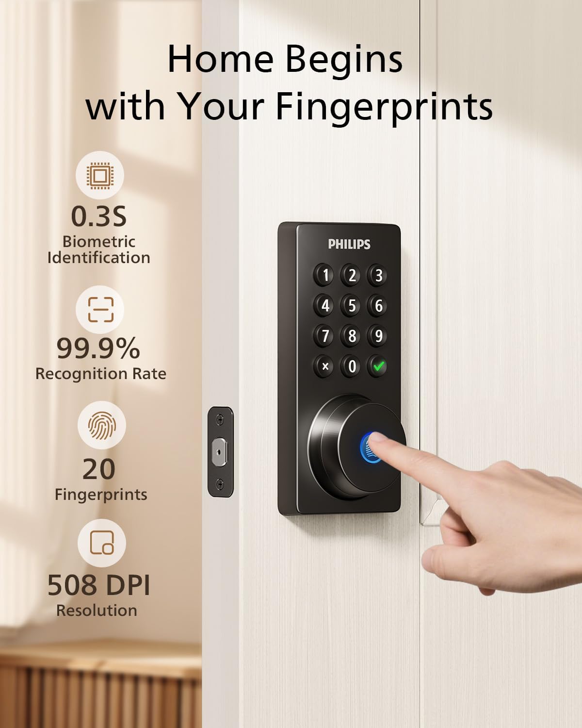 Philips Wi-Fi Smart Deadbolt Lock, Keyless Entry Door Locks for Front Door