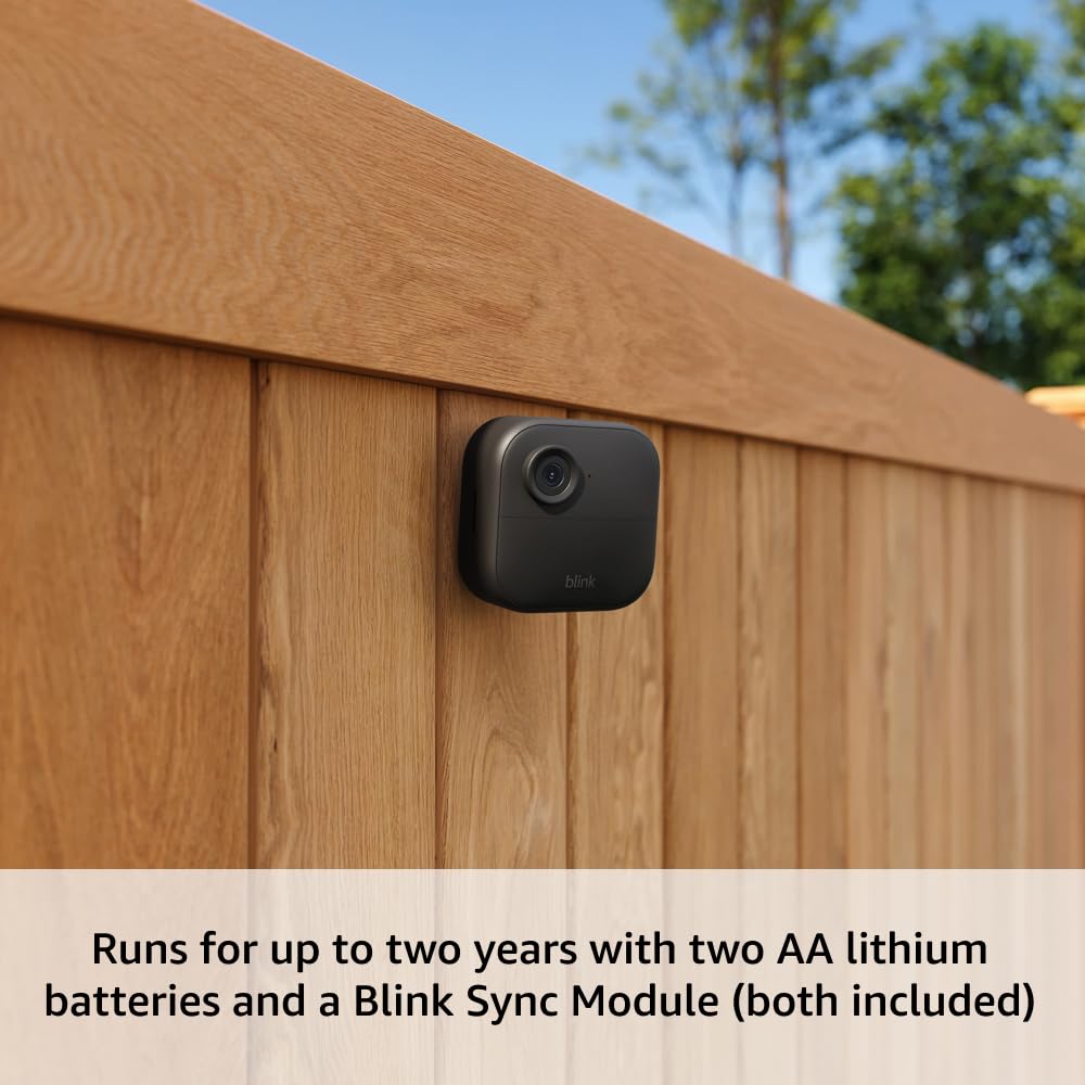 Blink Outdoor 4 – Wireless smart security camera, two-year battery life, 1080p HD day and infrared night live view, two-way talk. Sync Module Core included – 5 camera system