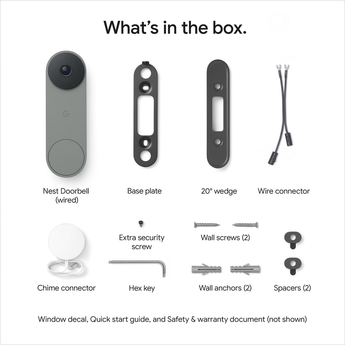 Google Nest Doorbell (Wired, 3rd Gen) - 2K Video, Live View - 2025 - Hazel