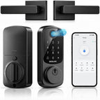 DESLOC B200 Fingerprint Smart Lock with 2 Lever Handles Set,Front Door Lock