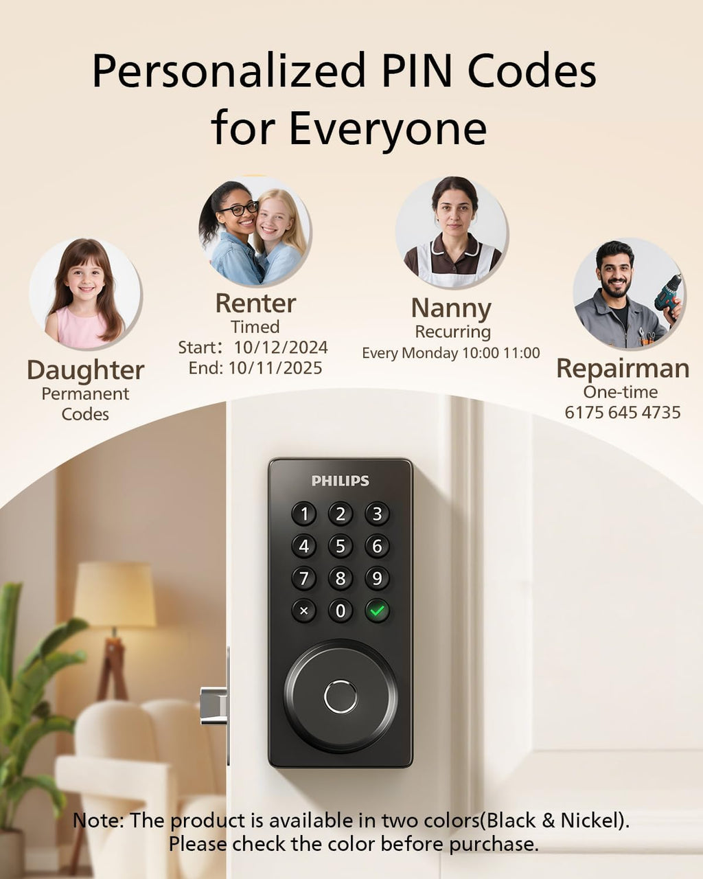 Philips Wi-Fi Smart Deadbolt Lock, Keyless Entry Door Locks for Front Door