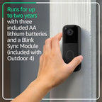 Blink Video Doorbell + Outdoor 4 – Wireless smart security cameras, head-to-toe HD view, two-year battery life. Sync Module Core included – 2 camera system + Video Doorbell