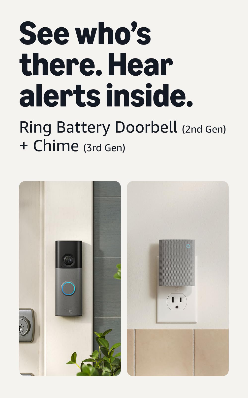 Ring Battery Doorbell 2K (newest model), Retinal 2K with wide-angle video, up to 6x Enhanced Zoom, Two-Way Talk, and Built-In Battery, Speckled White