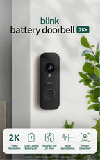 Blink Battery Doorbell 2K+ (newest model) — Wireless video doorbell, 2K resolution, enhanced audio. Required Sync Module not included – Add-On (White)
