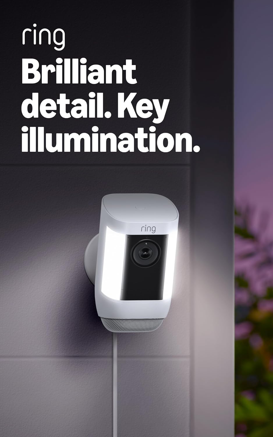 Ring Spotlight Cam Pro, Plug-In, Home or business security, Retinal 2K Video, Color Night Vision and Two-Way Talk with Audio+, White