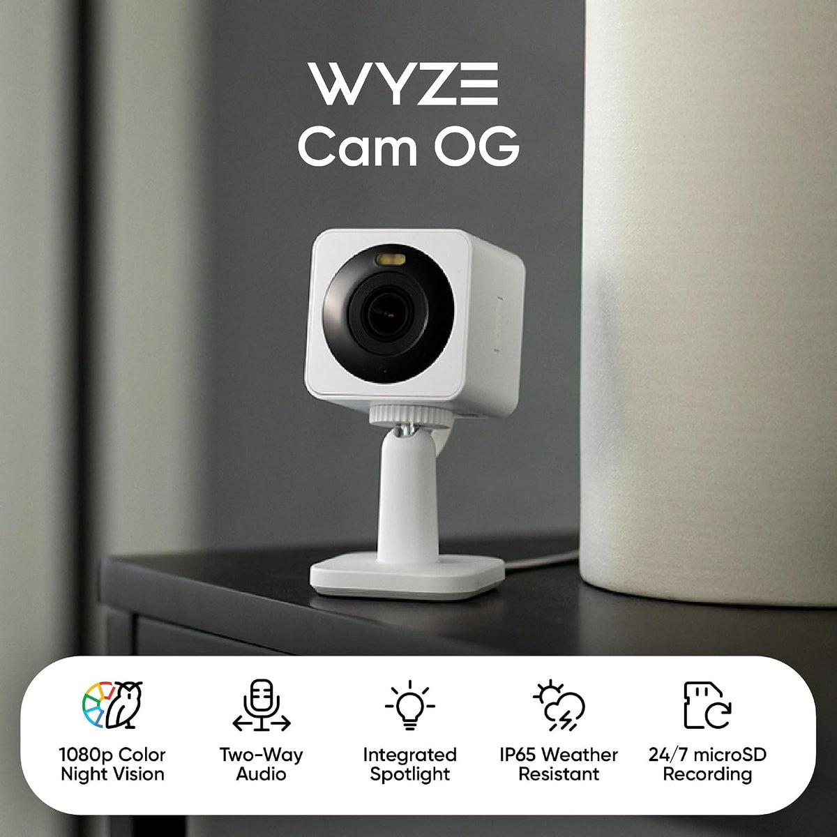 WYZE Cam OG 2-Pack Indoor/Outdoor Security Cameras with Color Night Vision