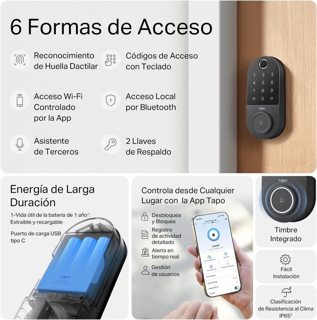 Tapo Smart Wi-Fi Door Lock, Deadbolt, Fingerprint Recognition, DL110