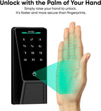 Wyze Palm Lock, Smart Door Lock with Palm Vein Recognition, Keyless Entry Smart Locks for Front Door, Keypad, Auto Lock, Dual Battery, Wi-Fi, Works with Alexa & Google, BHMA, IP53, Mechanical Key