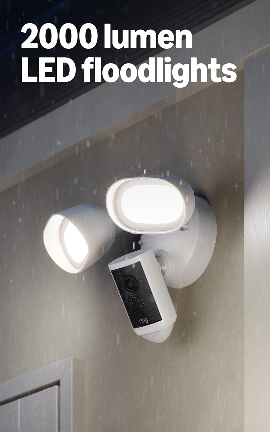 Ring Floodlight Cam 4K Pro (newest model), Wired, Retinal 4K with wide-angle video, 10x Enhanced Zoom, and 2000 Lumen Floodlights, White