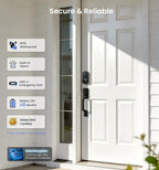 Veise VE017 Fingerprint Smart Door Lock with App Control, Matte Black