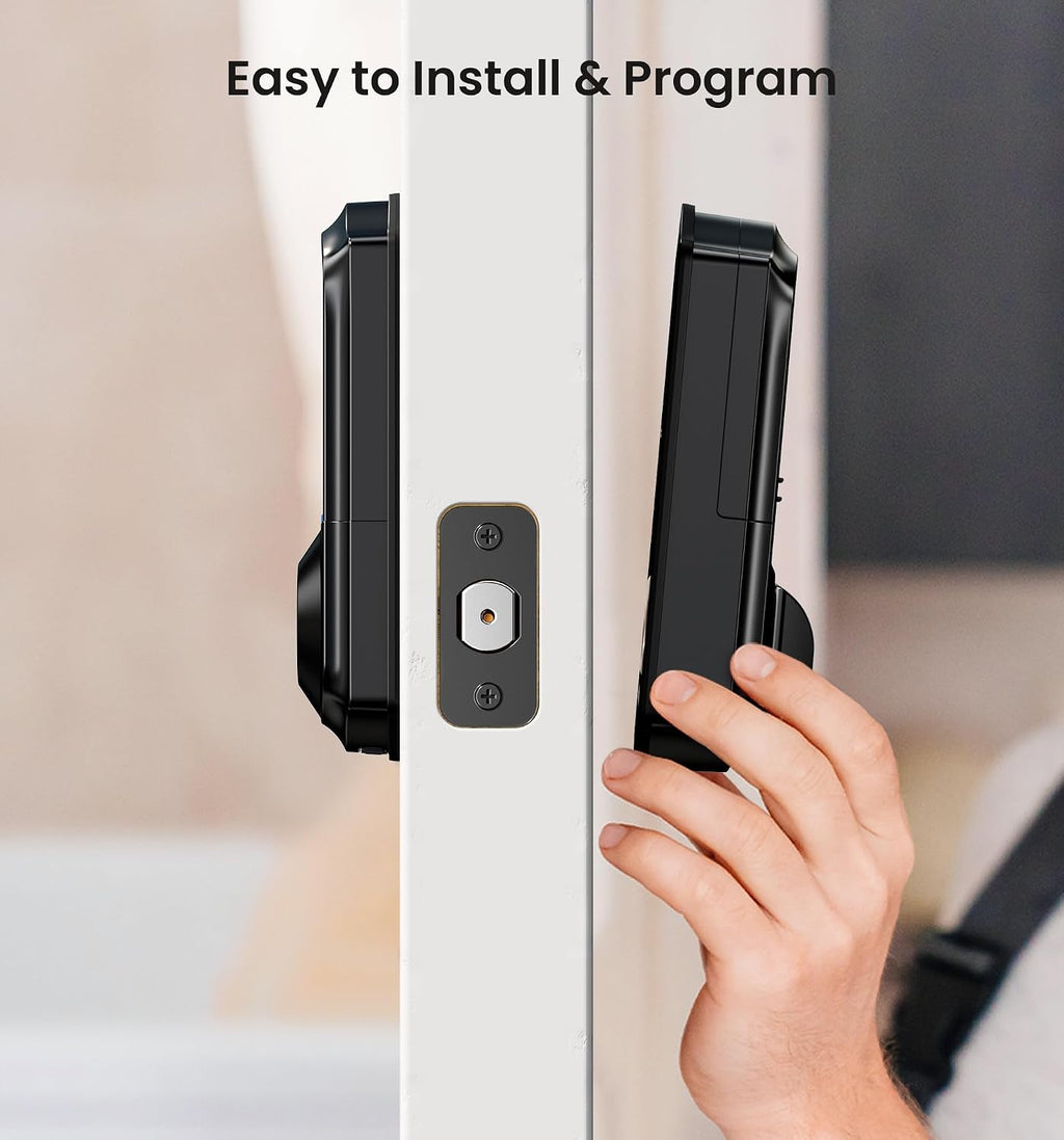 Veise VE017 Fingerprint Smart Door Lock with App Control, Matte Black