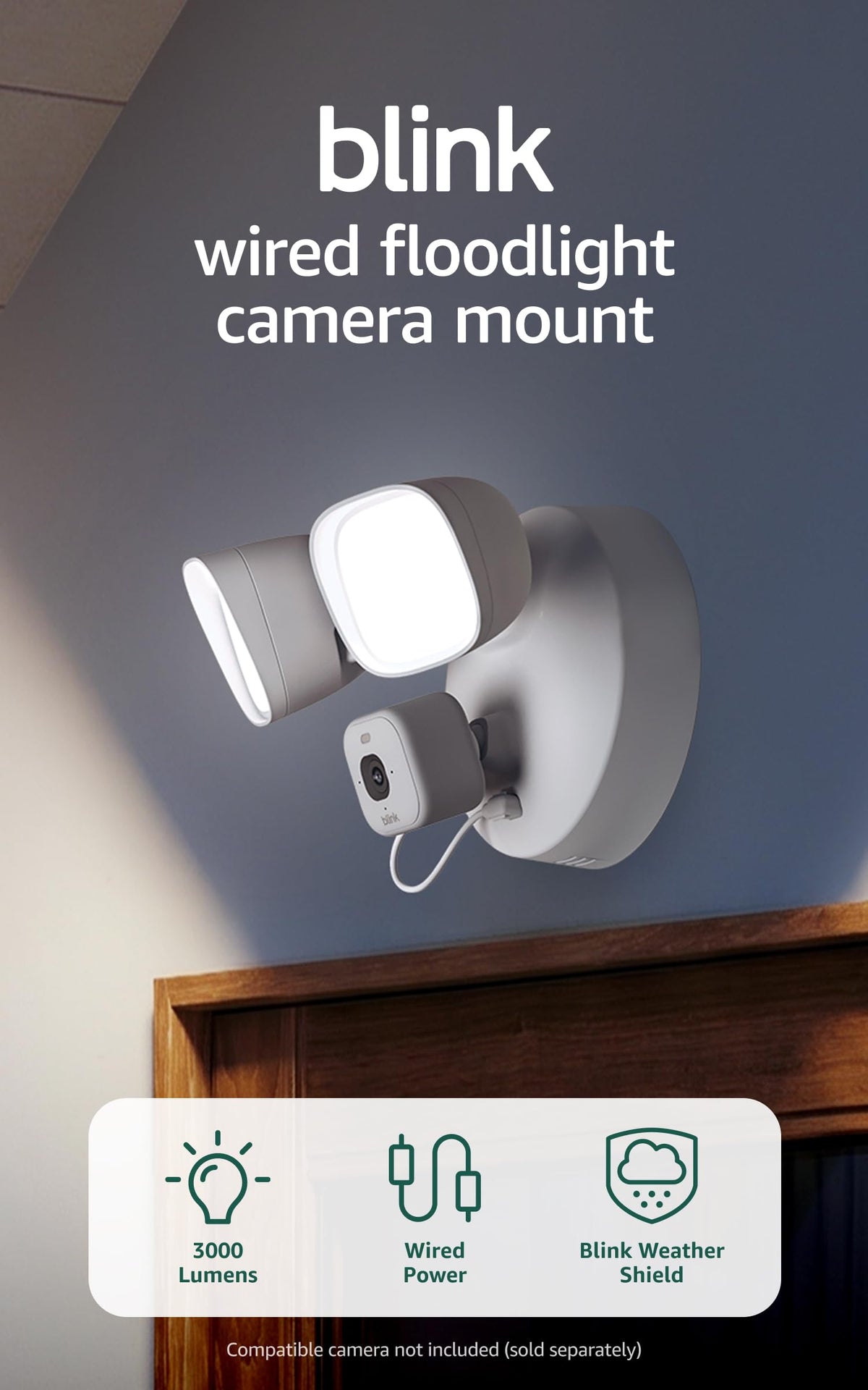 Blink Arc 2K+ Wired Floodlight Camera (newest model) — Wired smart security, 3000 lumens, 2K video, 180° coverage – 2 cameras (Black), 1 mount (Black)
