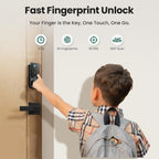 DESLOC B200 Fingerprint Smart Lock with 2 Lever Handles Set,Front Door Lock