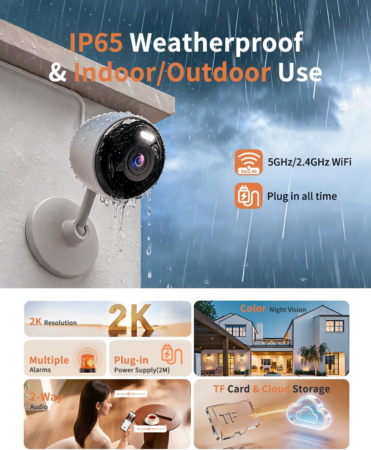 2K Security Cameras 4 Pack, Home Cameras Indoor/Outdoor for Baby/Pet