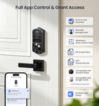 Veise VE017 Fingerprint Smart Door Lock with App Control, Matte Black
