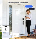 Veise VE017 Fingerprint Smart Door Lock with App Control, Matte Black