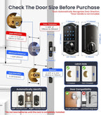 Veise VE017 Fingerprint Smart Door Lock with App Control, Matte Black