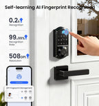 Veise VE017 Fingerprint Smart Door Lock with App Control, Matte Black