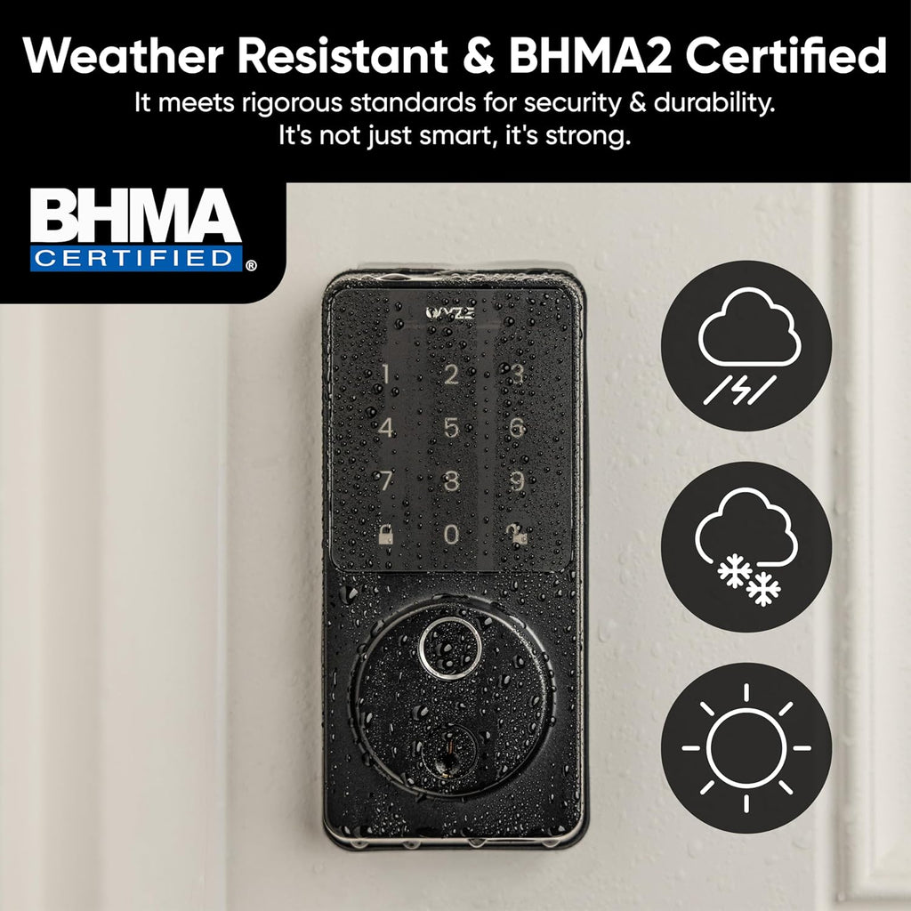 Wyze Auto-Lock Bolt v2, Fingerprint Keyless Entry Smart Lock, AI Learning Scanner with Wi-Fi Front Door Lock Deadbolt, Auto-Lock, 8 Months Battery, BHMA2, IP53, Anti-Peep Keypad, Backup Keys