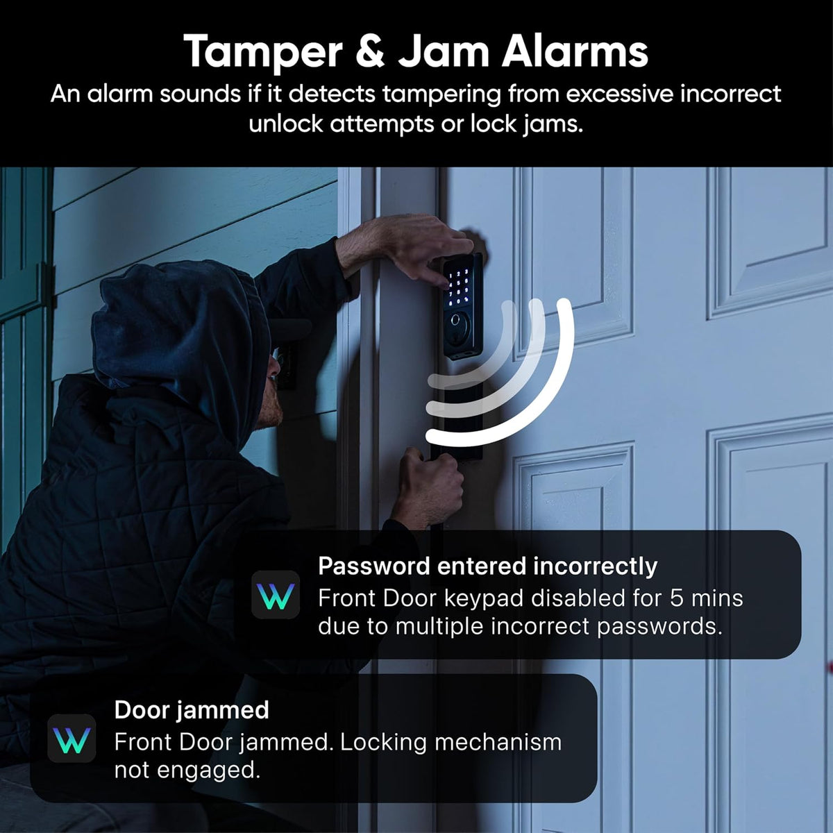 Wyze Auto-Lock Bolt v2, Fingerprint Keyless Entry Smart Lock, AI Learning Scanner with Wi-Fi Front Door Lock Deadbolt, Auto-Lock, 8 Months Battery, BHMA2, IP53, Anti-Peep Keypad, Backup Keys