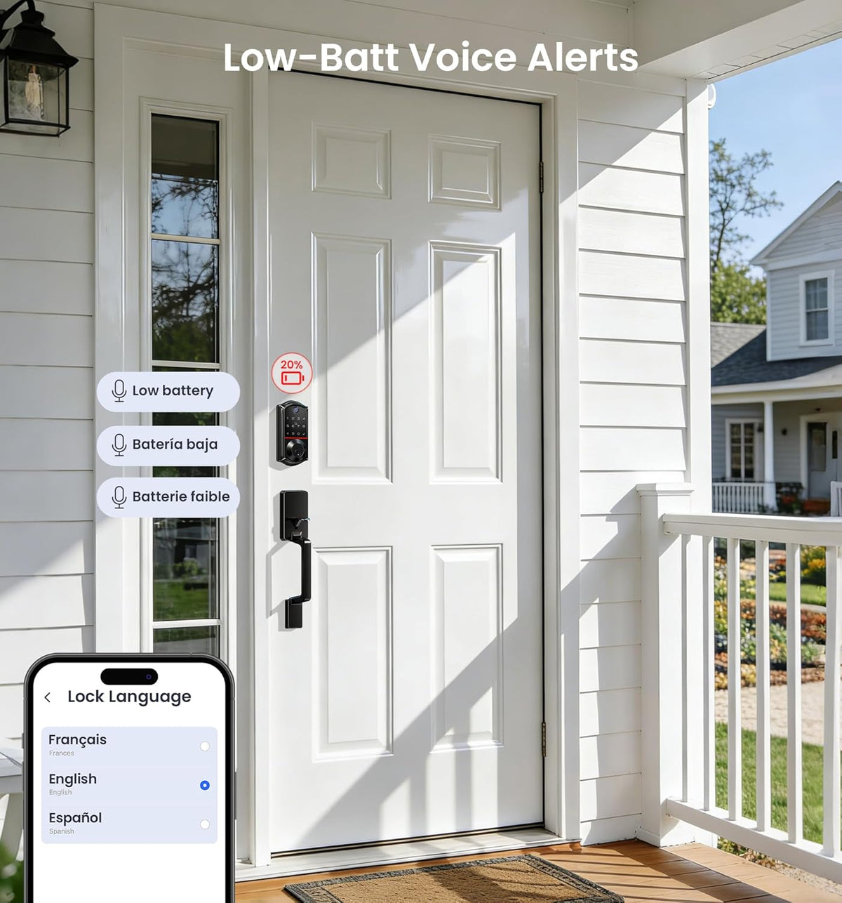 Veise VE017 Fingerprint Smart Door Lock with App Control, Matte Black