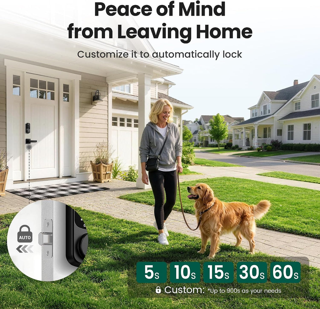 DESLOC B200 Fingerprint Smart Lock with 2 Lever Handles Set,Front Door Lock